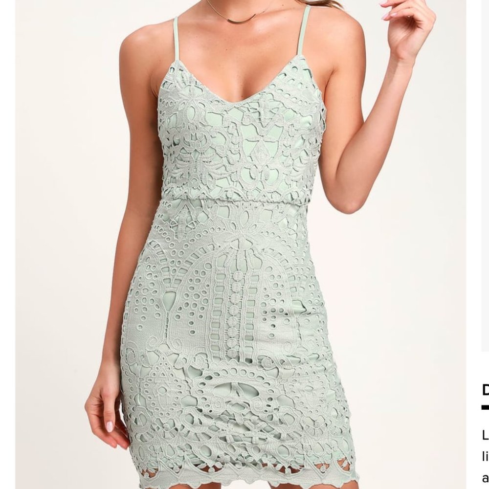 Lulu's Sage Green Lace Mini Dress (Size S) NWT
